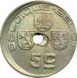 BELGIUM 5 Centimes 1938 FR/VL Leopold III - MINT ERROR / MISSLAG stgl-