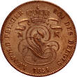BELGIUM 2 Centimes 1851 Leopold I stgl