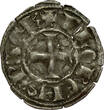 CRUSADER STATES BI Denier tournois n.d. (1289-97) Principality of Achaea - Florent of Hainaut s+/ss-