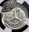 BELGIUM 1 Franc 1989 FR Boudewijn / Baudouin I - EXTREME MINT ERROR / MISSLAG NGC MINT ERROR MS 62