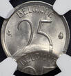 BELGIUM 25 Centimes 1966 FR Boudewijn / Baudouin I - EXTREME MINT ERROR / MISSLAG NGC MINT ERROR MS 63