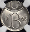 BELGIUM 25 Centimes 1966 FR Boudewijn / Baudouin I - EXTREME MINT ERROR / MISSLAG NGC MINT ERROR MS 63
