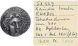 ANCIENT GREECE AR Tetradrachm c. 229-205 B.C. Islands off Caria - Rhodos - plate coin in SNG v.Aulock - ex Bank Leu AG ss+, schöne Tönung, hohes Relief