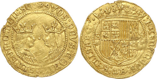 Spain 1 Excelente n.d. (1497-1504) Kingdom of Castile & Leon - Ferdinand & Isabella - Sevilla mint f
