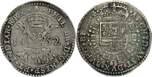 Southern Netherlands Patagon 1652 Duchy of Brabant (Antwerp) - Philip IV ss+/vzgl-, großer Schrötlin