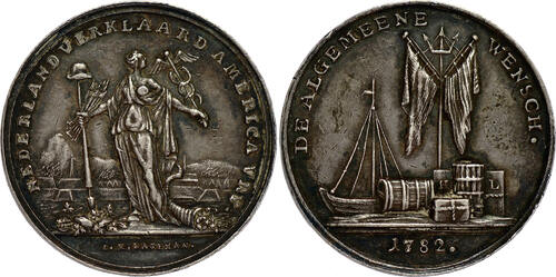 America / Netherlands AR Jeton 1782 Holland Declares America Free - by Johannes Michiel Lageman TOP 