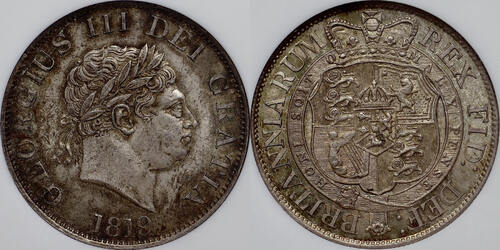 GREAT BRITAIN 1/2 Crown 1819 George III - New Coinage - 2nd portrait NGC MS 63