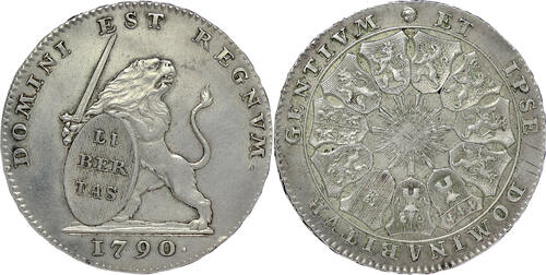 UNITED BELGIAN STATES Silver Lion / Zilveren Leeuw 1790 Brabant Revolution / Brabantse Omwenteling -
