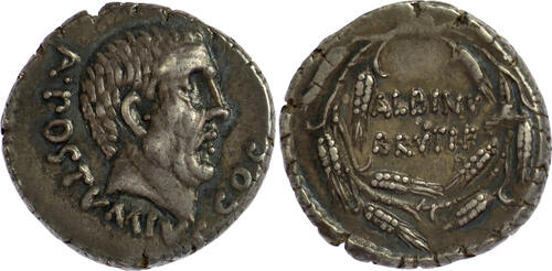 Roman Republic (Imperatorial) AR Denarius 48 BC D. Junius Brutus Albinus - provenance: ex Peter Corc