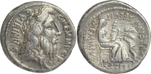 Roman Republic (Imperatorial) AR Denarius 56 BC C. Memmius C.f. ss+, l. Tönung