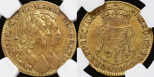 1/2 Guinea 1691 William & Mary - Elephant and Castle - Royal African Company of England NGC XF 45