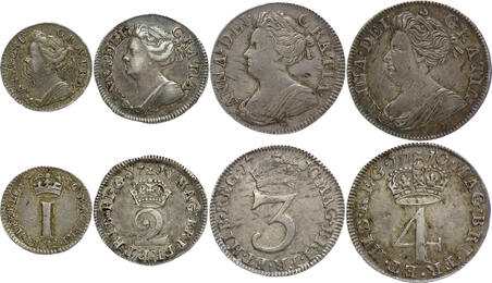 Great Britain Maundy set 1710 Queen Anne ss+/vzgl-