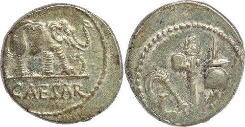 Roman Republic (Imperatorial) AR Denarius 49-48 BC Julius Caesar - Mint moving with Caesar - w/ prov