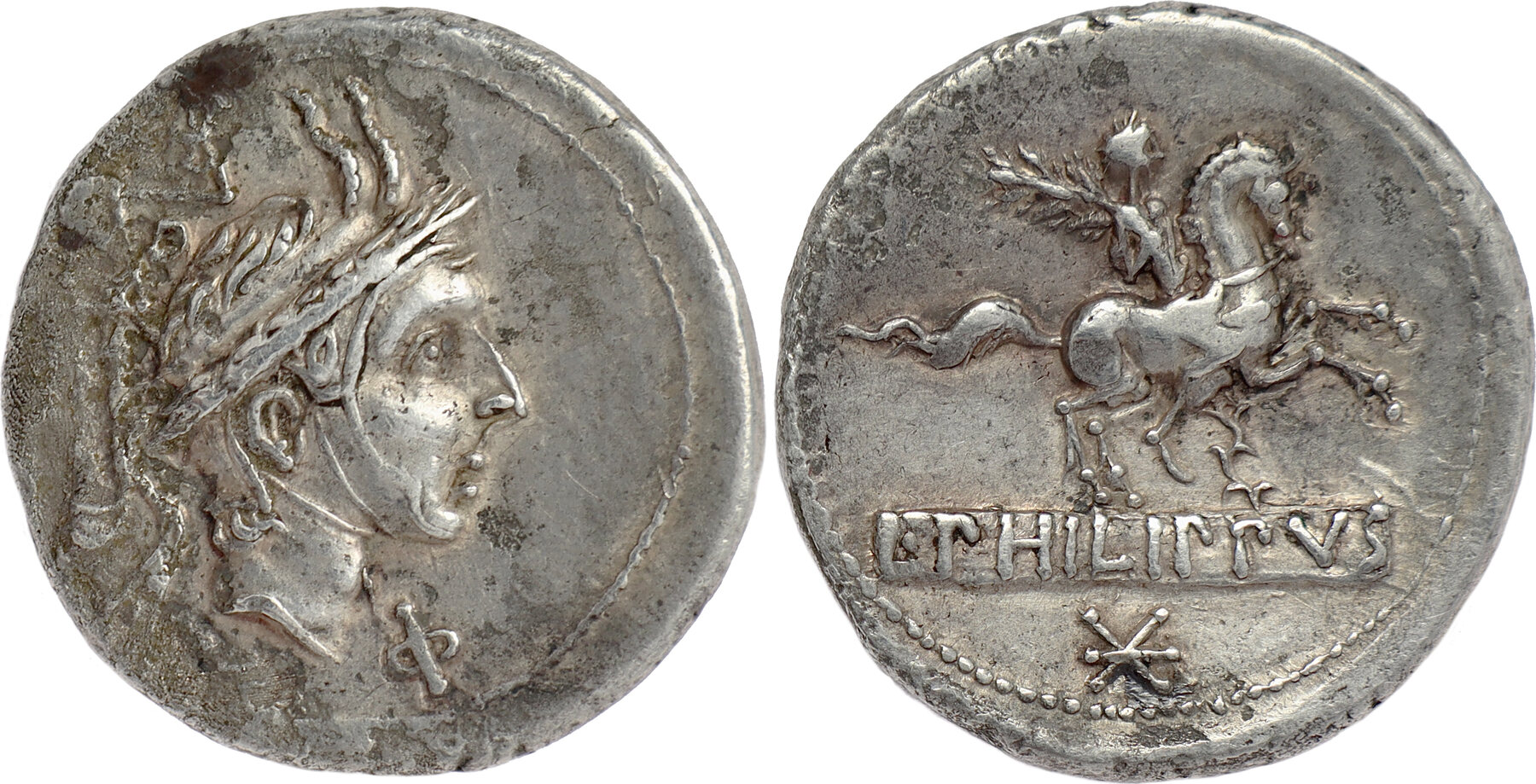 Roman Republic AR Denarius 113112 BC L. Marcius Philippus obv. with