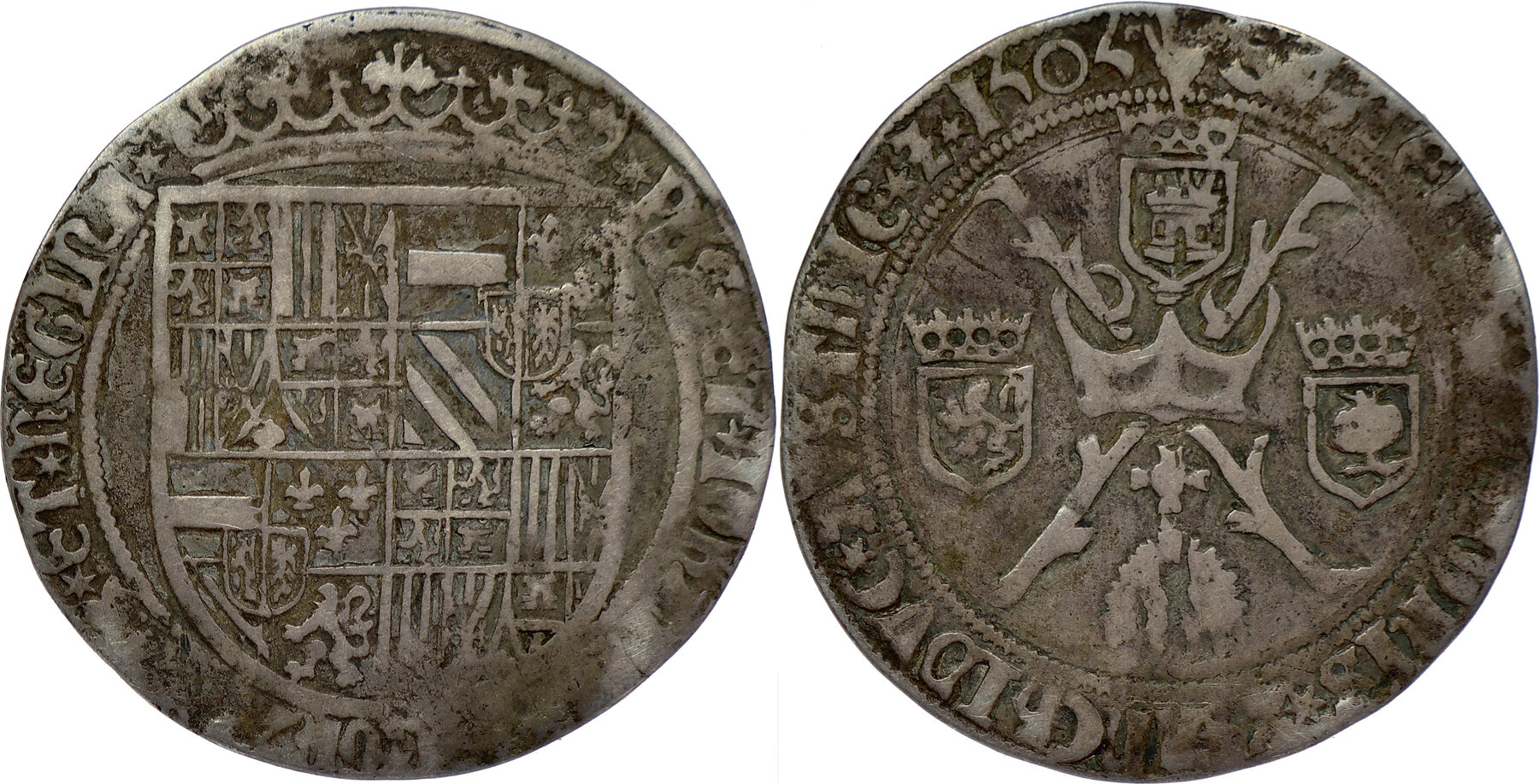 Habsburg Netherlands Spanish Real / Réal d'Espagne 1505 Duchy of