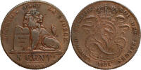 BELGIUM 5 Centimes Leopold I - MINT ERROR / MISSLAG - double struck reverse -