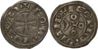 FEUDAL FRANCE BI Denier with crescent County of Angoulême & La Marche - Immobilization coinage in name of Louis IV -