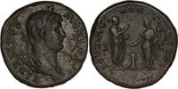 ROMAN EMPIRE AE Sestertius 130-133 AD Hadrianus - UNPUBLISHED VARIETY ss-, stabiler Riss (Vs.)