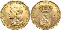 NETHERLANDS 10 Gulden 1897 over 7 Kingdom - Wilhelmina - SCARCE overdate & altered 1 in value PROOFLIKE Stgl-