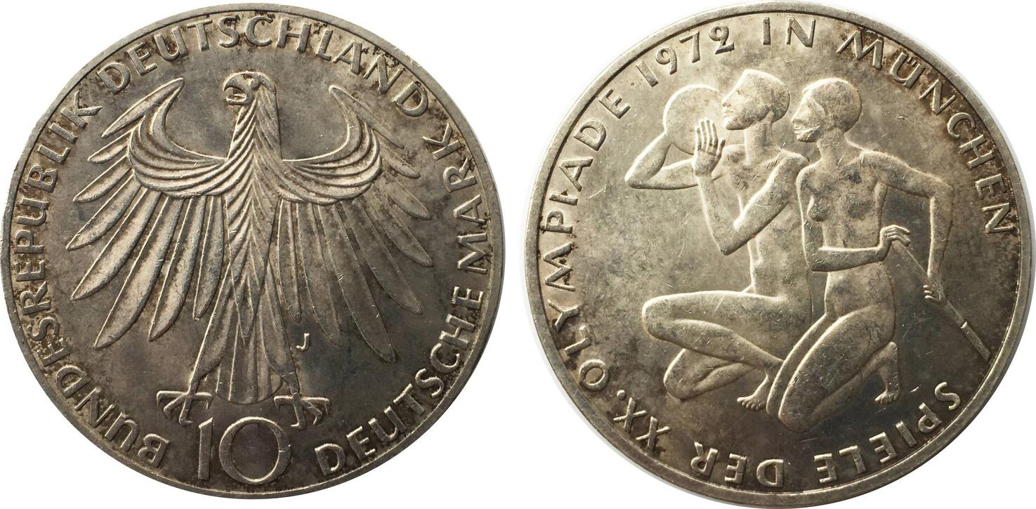 Germany Federal Republic 10 Deutsche Mark 1972 Olympic In München J Vz Ma Shops