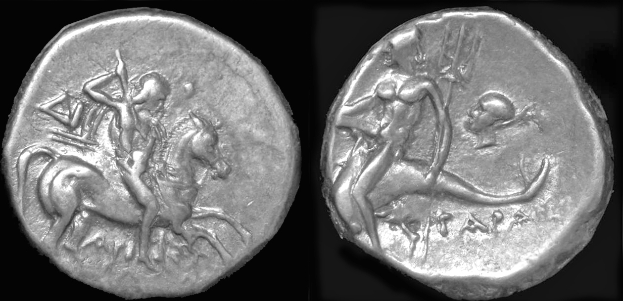 272235BC Tarentum Calabria AR nomos. VF+