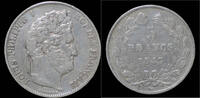 France 5 franc France Louis Philippe I 5 francs 1845B -
