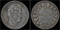France 5 franc France Louis Philippe I 5 francs 1848 A