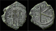 Byzantine Half follis Justin II & Sophia AE half follis