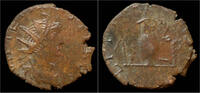 Roman antoninianus Tetricus II billon antoninianus pontificial implements