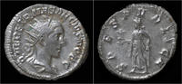 Roman antoninianus Herennius Etruscus AR antoninianus Spes advancing left