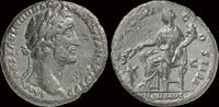 Roman As Antoninus Pius AE As Annona seated left -