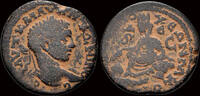 Seleucis and Pieria tetrassarion Seleucis and Pieria Antioch Elagabalus AE tetrassarion Tyche seated right -