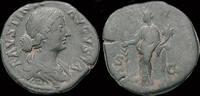Roman sestertius Faustina Jr AE sestertius Hilaritas standing left -