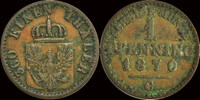 Preussen 1 pfennig Germany Preussen Wilhelm I 1 pfennig 1870C -