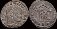 Roman follis Maxentius AE follis Roma in hexastyle temple -