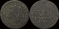 Paderborn Bistum 6 pfennig Germany Paderborn Bistum Clemens August von Bayern 6 pfennig 1748 -