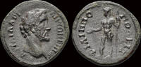 Thrace assarion Thrace Philippopolis Antoninus Pius AE assarion nude warrior standing left -