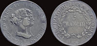 Italy 5 franchi Italy Lucca Felix Bacciocchi and Elisa Bonaparte 5 franchi 1806 -