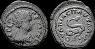Thrace AE20 Thrace Pautalia Geta, as Caesar AE20 coiled serpent -