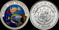 Liberia 1 dollar Liberia 1 dollar 1997- Marine-life protection -