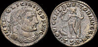 Roman silvered follis Licinius I Silvered follis Jupiter standing to left -