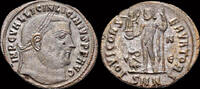 Roman silvered follis Licinius I Silvered follis Jupiter leaning on scepter -