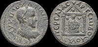 Pamphylia AE26 Pamphylia Perge Philip II AE26 Artemis Pergaea in distyle temple -
