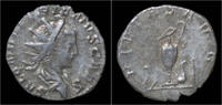 Roman antoninianus Saloninus AR antoninianus priestly emplements