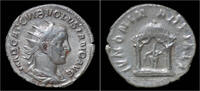 Roman antoninianus Volusian AR antoninianus domed distyme shrine