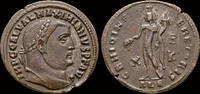 Roman follis Maximinus II, as Caesar AE follis Genius standing front -