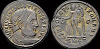 Roman follis Diocletian AE follis Genius standing left -