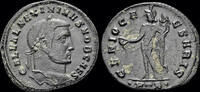 Roman follis Maximinus II, as Caesar AE follis Genius pouring libation from patera -