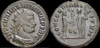 Roman radiate Maximianus Herculius AE radiate emperor receiving Victory on globe -