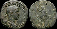 Roman sestertius Philip II AE orichalcum sestertius Pax standing front -
